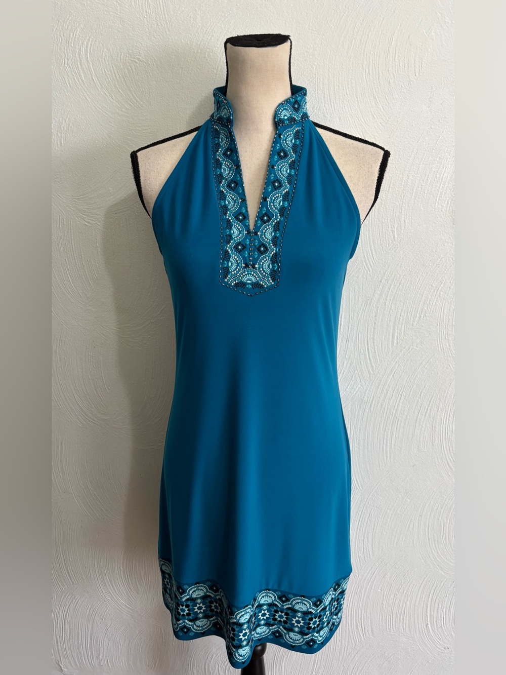 White House Black Market Teal Embellished Women’s Dress 6 P
